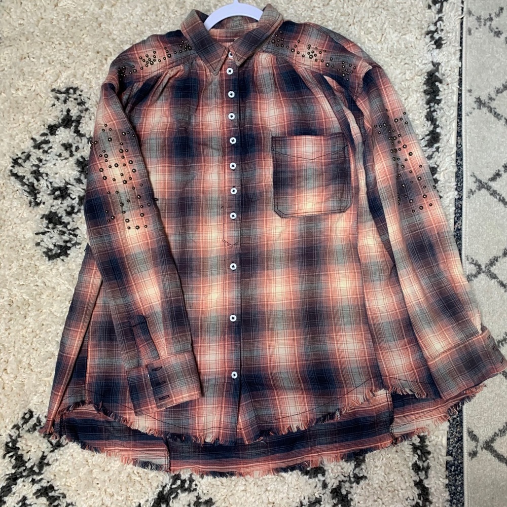 ✨ FREE PEOPLE STUDDED FLANNEL SZ L